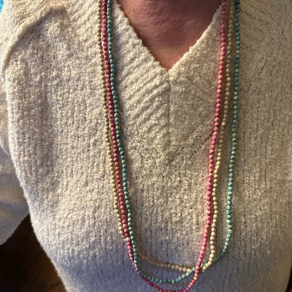 Multicolor 3 Individual Beaded Choker or Long Necklace